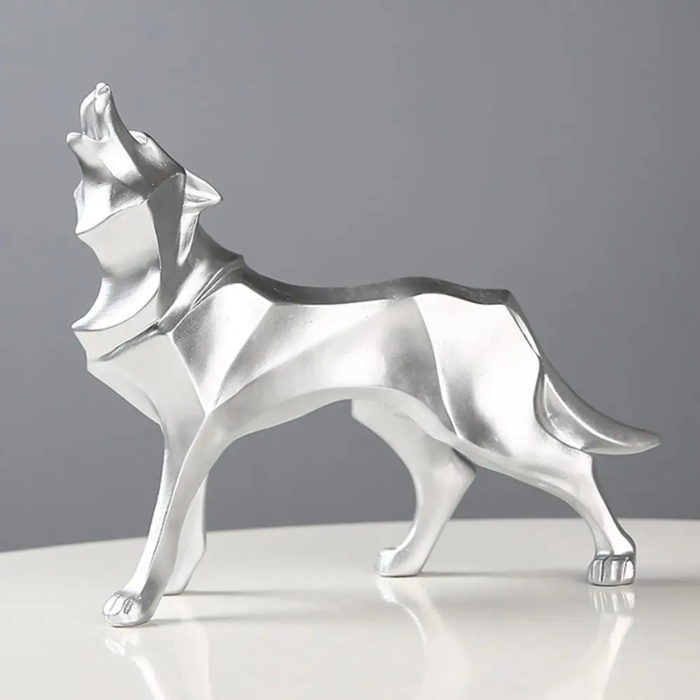 Abstract Statue Geometric Wolf Ornament Abstract Art Statue for Home Office Room Decoration Synthetic Resin Wolf for Desktop