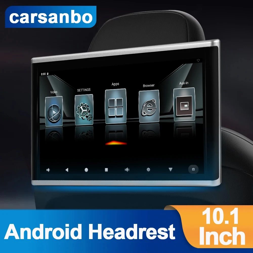 Carsanbo 10.1 Inch Android 11 Headrest Monitor Display IPS WIFI Tablet Touch Screen For Car Rear Seat TV Video Player