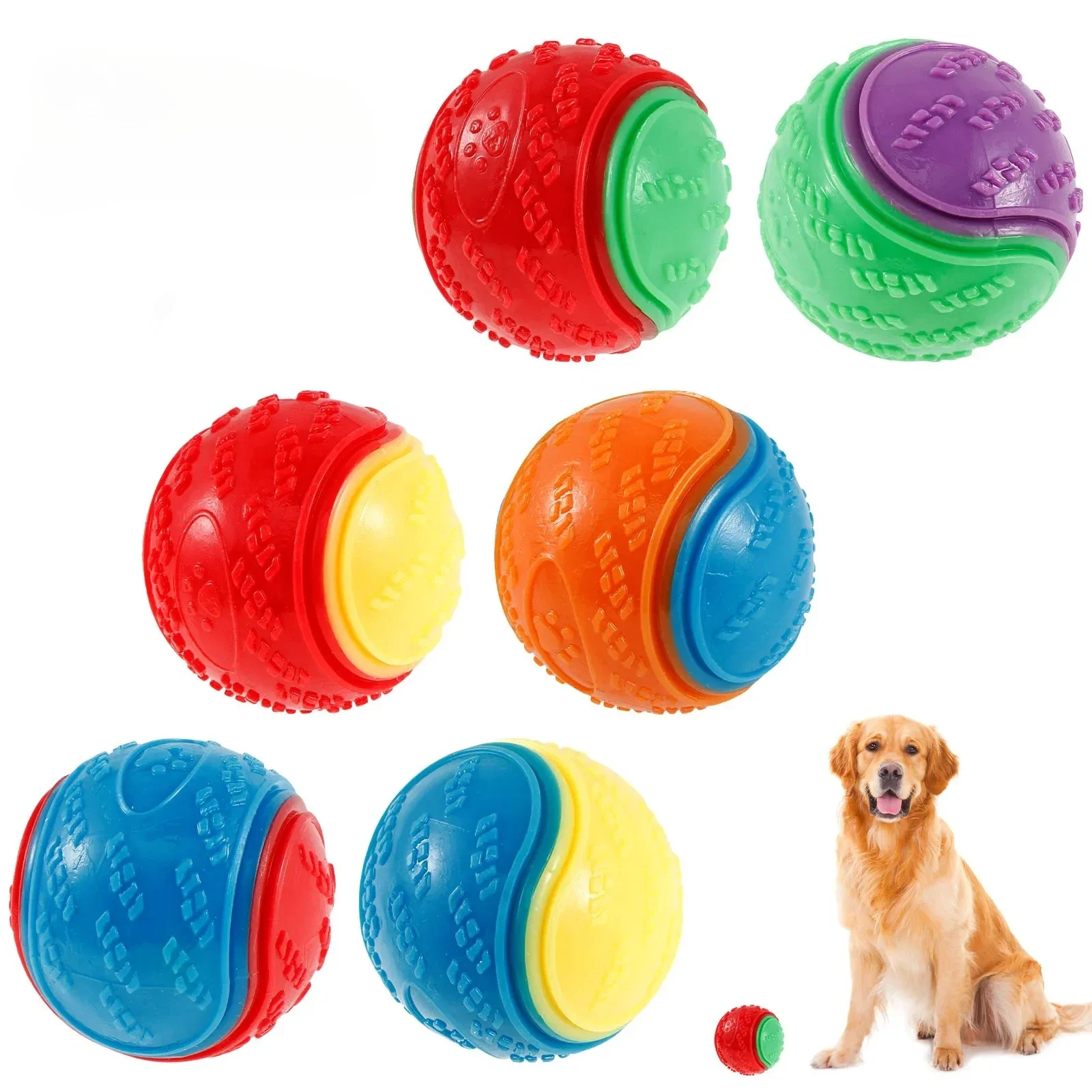 1 Uds. De bolas chirriantes, juguetes interactivos para perros, juguete para masticar TPR para perros, limpieza de dientes de mascotas, resistencia a mordeduras, suministros para mascotas