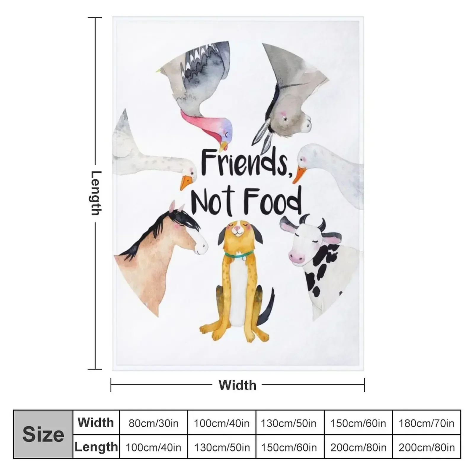 Vegan slogan - Friends, Not Food Throw Blanket decorative Flannel Fabric Sofa Travel Baby Blankets For Sofas Blankets