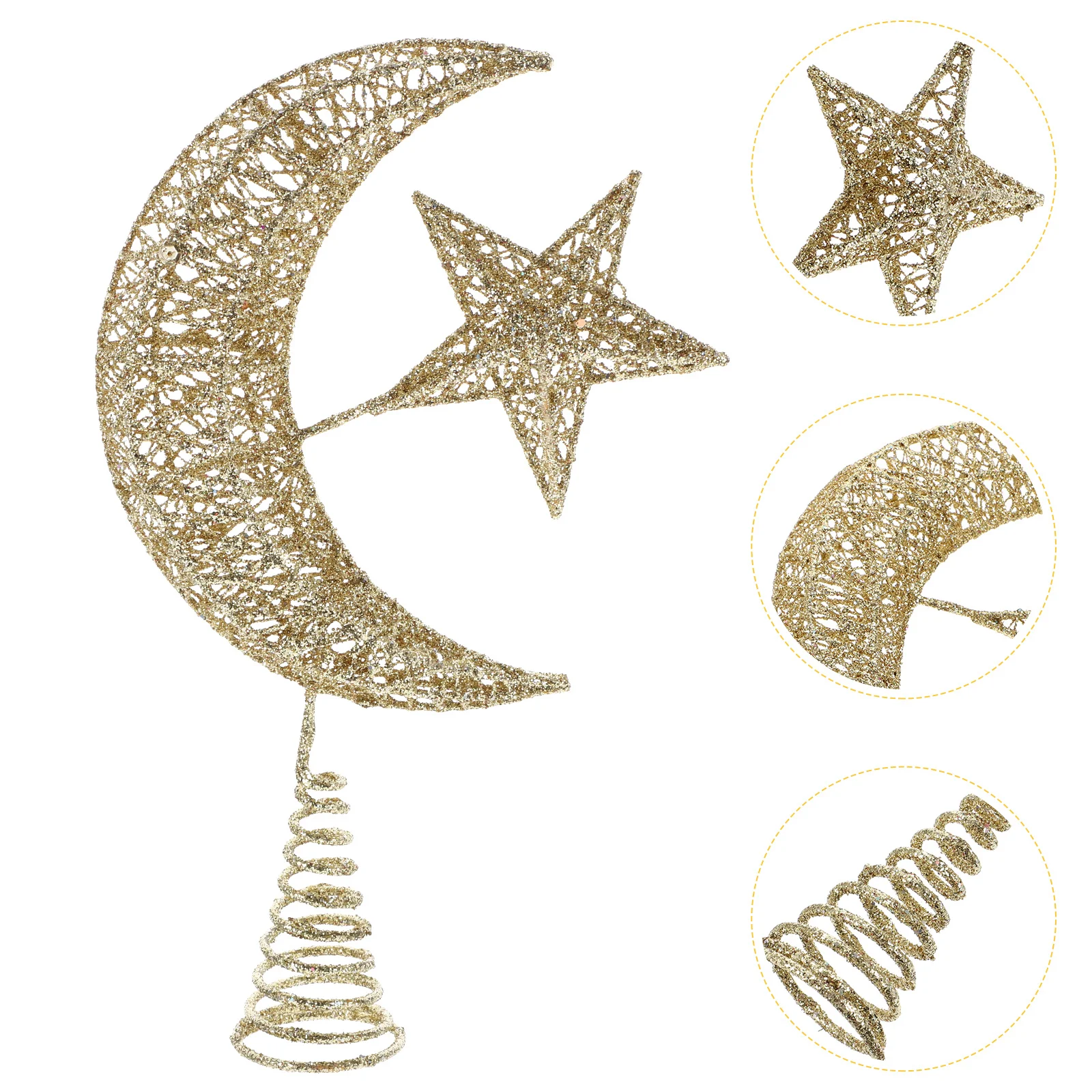 

Christmas Tree Top Star Indoor Topper Festival Gold Wreath Moon Decor Party Wrought Iron Decorations