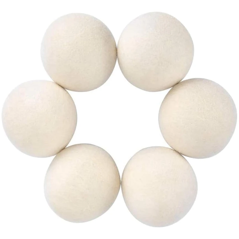 

6Pcs Wool Dryer Balls- Premium Natural - Made With Wool That Replaces Dryer Sheets - Lint Remover Durable 7Cm