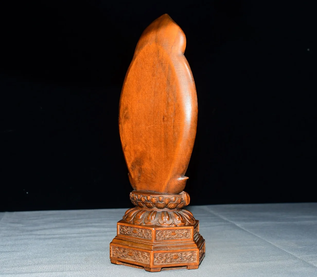 8"Old Boxwood Buddha Terrace Backlight clean bottle Guanyin Bodhisattva Standing Buddha Study screen Amass wealth Ornaments view 4