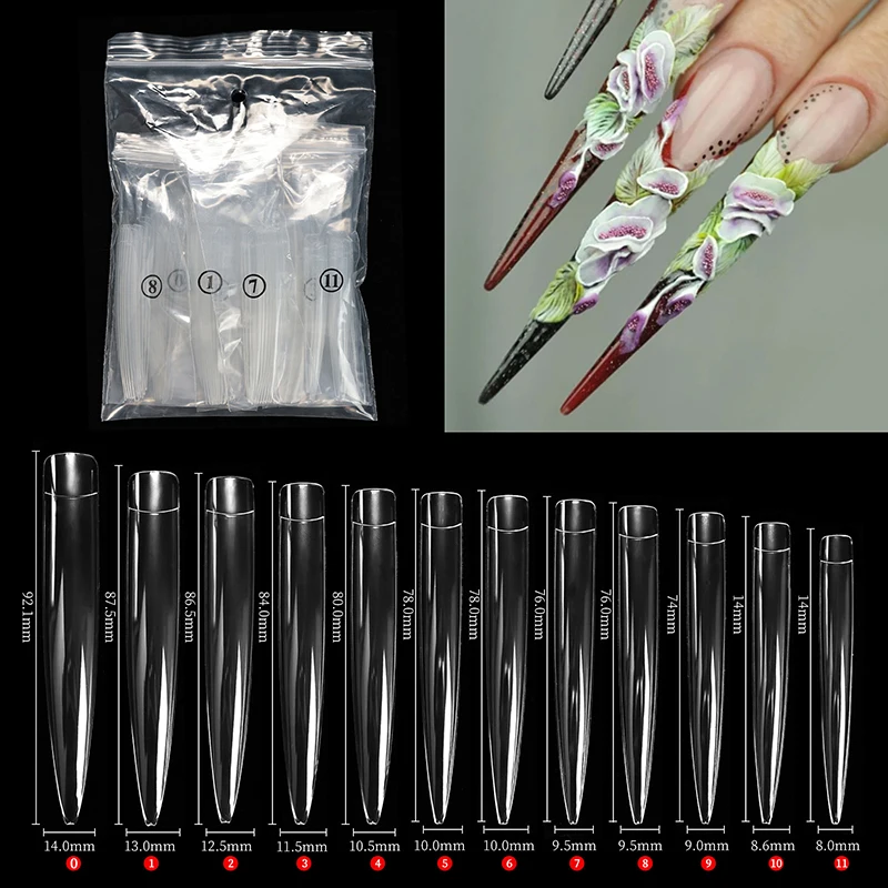 120Pcs 5Xl Extreme Long Stiletto Nails Full Cover Nails Artificial Acrylic False Nail Tips Press On Manicure Tool Accessories