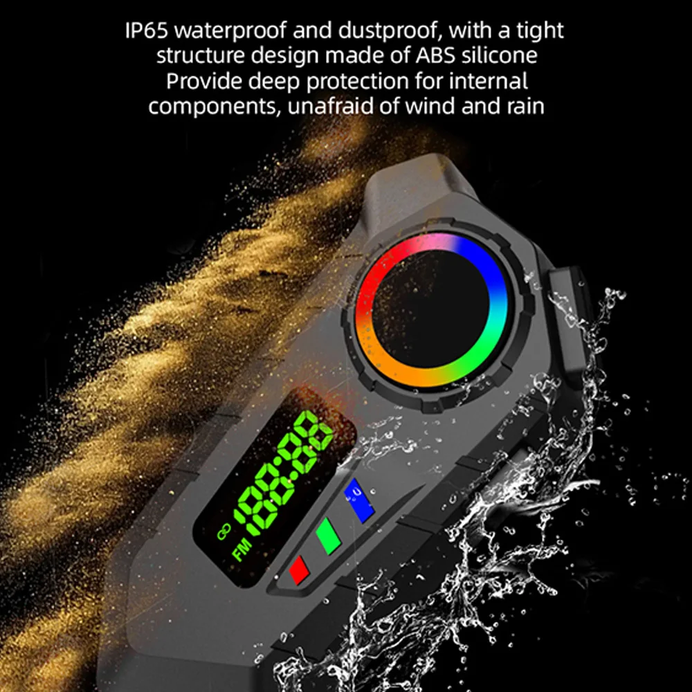 MRSVI гарнитура для мотоциклетного шлема Y30A Bluetooth 6.0 FM-радио водонепроницаемая система связи с ЖК-дисплеем для мотоциклистов