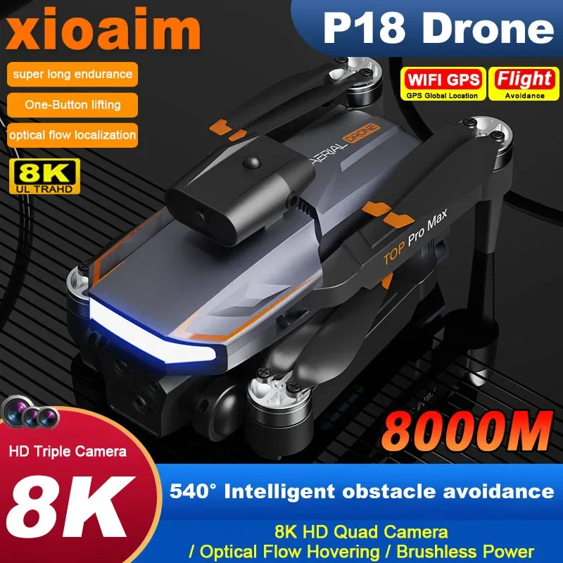 For Xiaomi P18 Drone 8K Professinal RC Plane With Wide Angle Optical Flow Localization Four-way Quadcopter for Adults Children