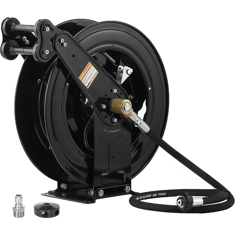 Auto-Retractable Pressure Washer Hose Reel, 50FT x 3/8