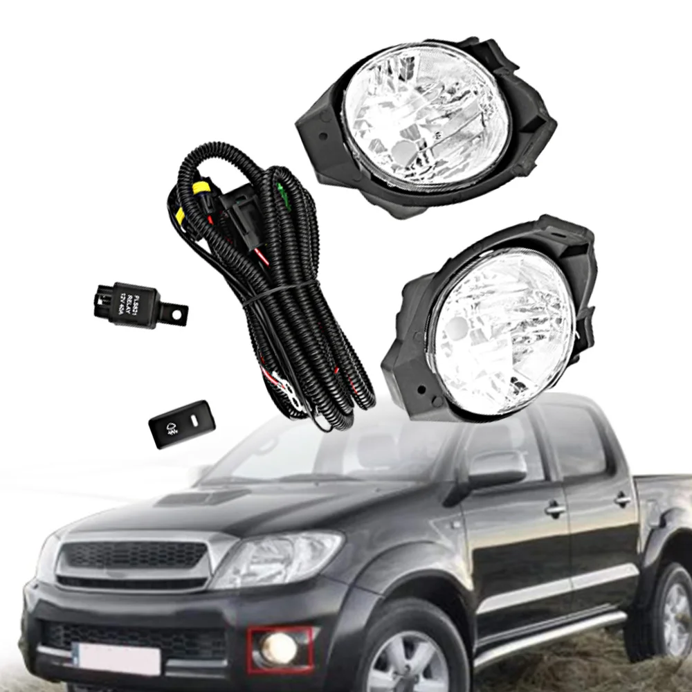 

Для Toyota Hilux Vigo Mk6 2008 2009 2010 2011, пара переднего бампера, комплект противотуманных фар, противотуманные фары, автозапчасти, аксессуары