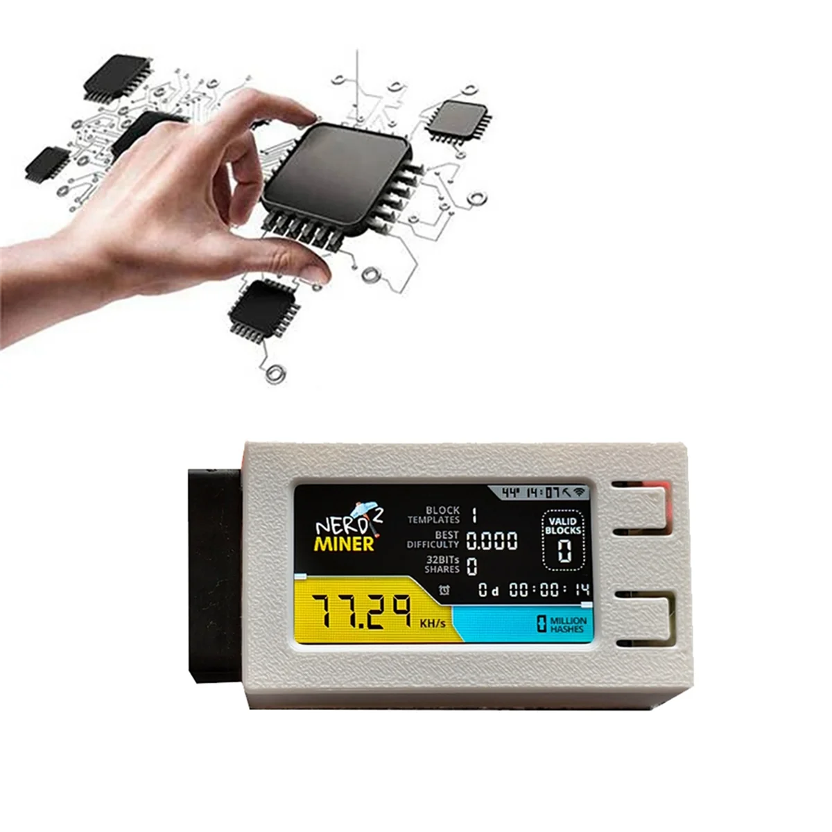 Nerdminer V2 프로 마이너 해시레이트 BTC 복권 솔로 마이너, 선풍기 화이트, 너드 마이너, 78 K/S