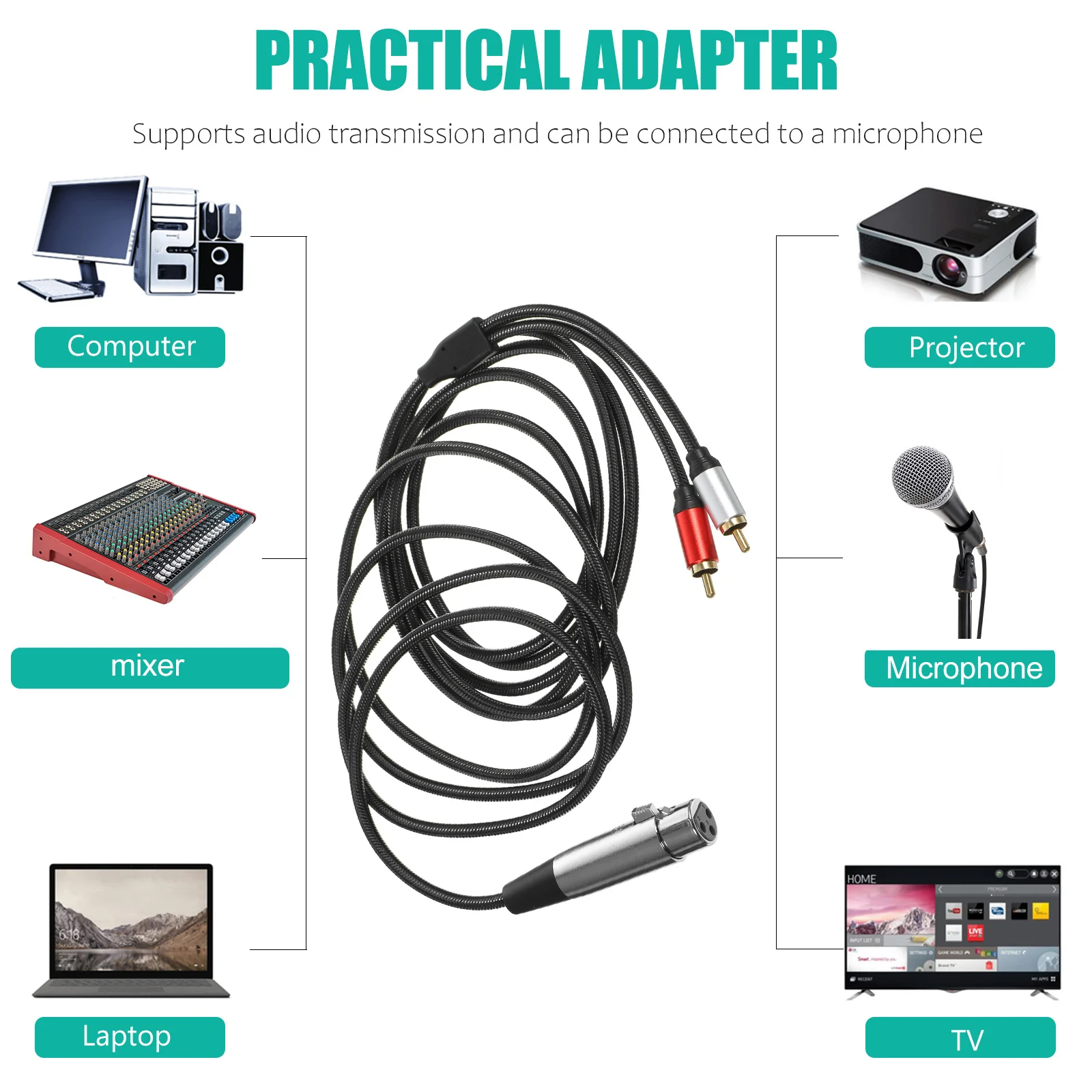 

Xlr to Rca Audio Cable Durable Tinned Copper Wire Oxygen Free Copper Professional Audio Transferring Cable for Microphones