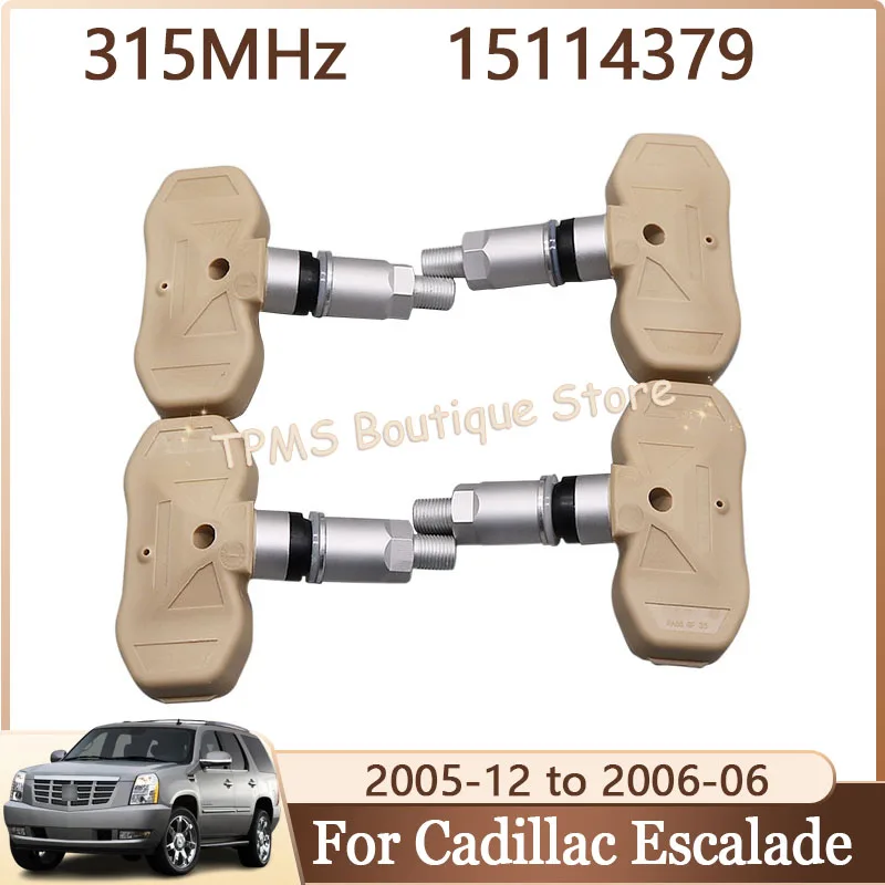 

4pcs 315MHz 15114379 Car Tire Sensors System TPMS Tyre Pressure Sensor For Cadillac Escalade ESV Chevrolet Silverado Tahoe GMC