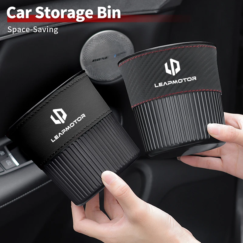 Napa-contenedor de almacenamiento de puerta de coche de cuero, accesorios de cubo de basura para Motor Leapmotor C01 C11 T03 S01 C11 Reev 2022 2023 2021