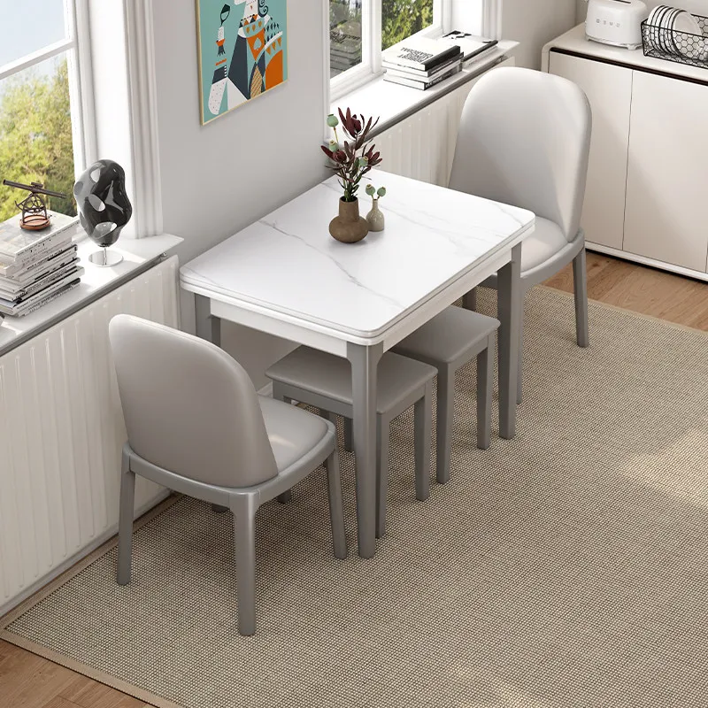 

light luxury dining table 4 chairs extendable rectangle dining table space saving mesa comedor redonda extensible furniture home