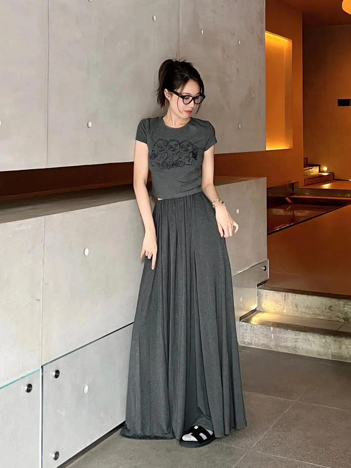 Jupe mi-longue en mousseline de soie pour femmes, longueur cheville, allongée, élégante, amincissante, longueur f, polyvalente