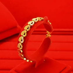 Noble AU999 gold jewelry womens love bracelet heart-shaped bracelet watch chain 24k pure gold buckle bracelet for girlfriend gif