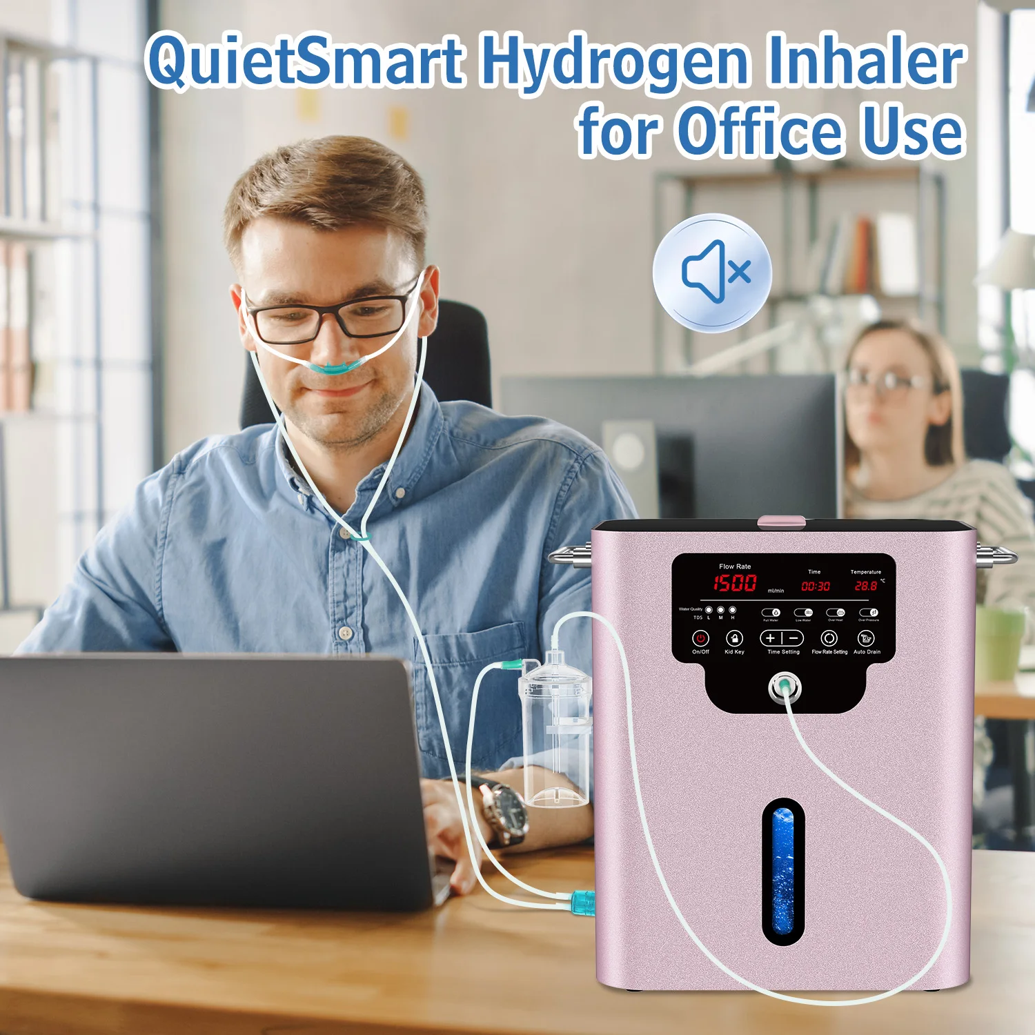 

Suyzeko Генератор водорода Терапевтическое устройство Аппарат для ингаляции водорода H2 Молекулярный ингалятор 1500 мл Ионизатор воды с двойным отверстием 2025