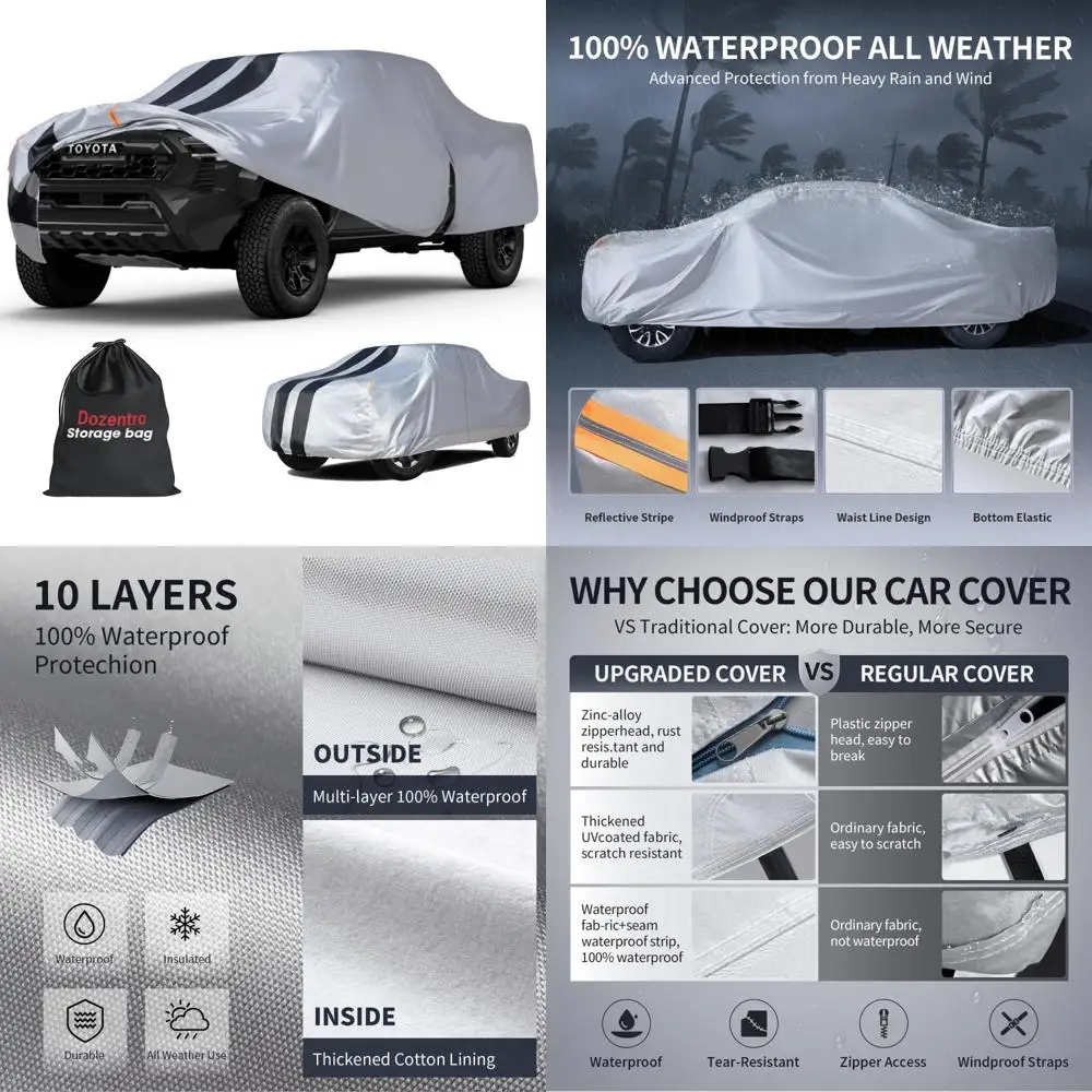 

Custom Fit Truck Cover for 1995-2026 Xtra/Access/Double Cab Short Bed, Door Zipper, 10 Layers Outdoor Heavy Duty Protection