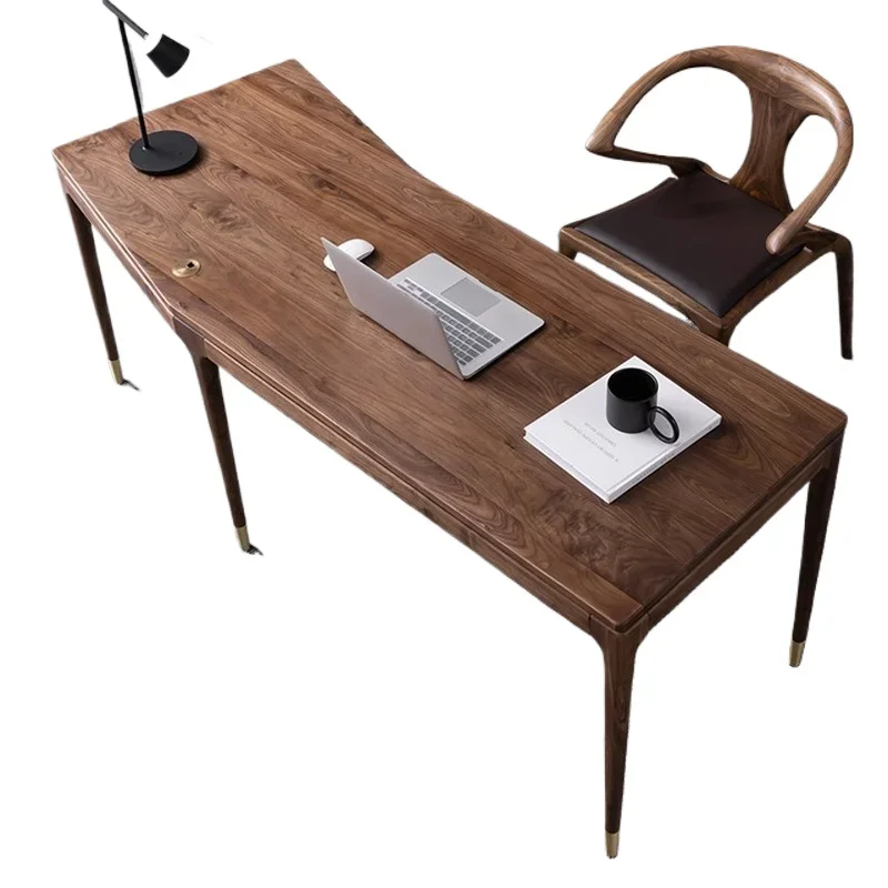 Nordic black walnut simple writing desk corner de sk household solid w ood corner cherry oak computer des k