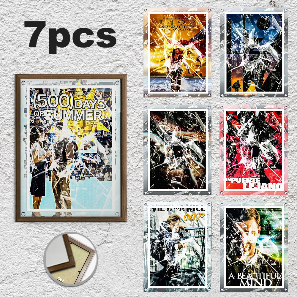 

7 Pcs 12*16in, 1 With Frame, Extre 6 Canvas Print Posters, Classic Movie Modern Retro Style Wall Art Room Home Decoration