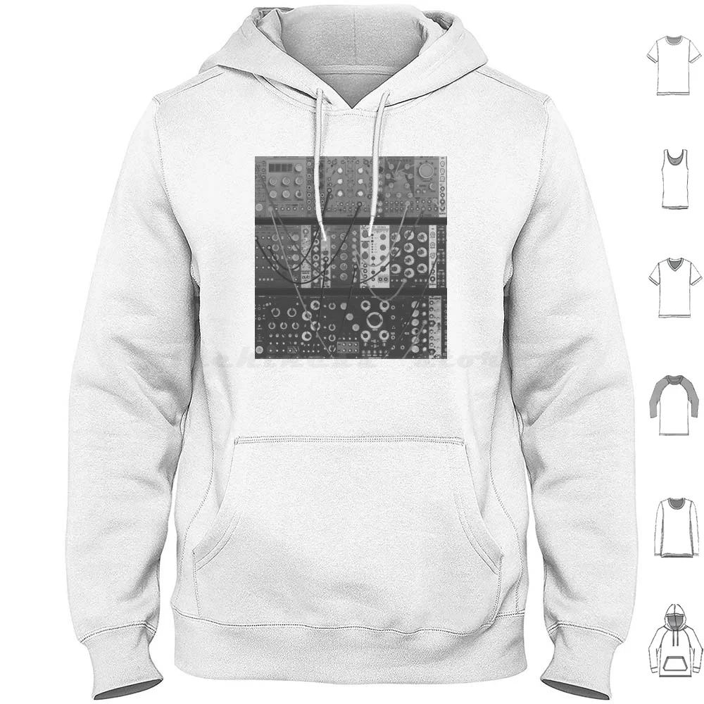 Eurorack Modular Patch Black And White Hoodies Long Sleeve Eurorack Synthesizer Synth Modular Musician Music Producer