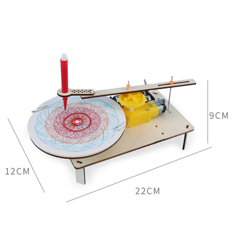 DIY Creative  wooden electric plotter Drawing Robot STEM Kids Model Automatic Painting Science Electronics Kits Experiment