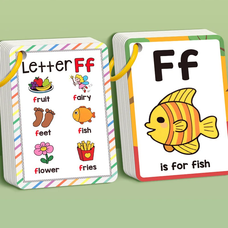 156 Words A-Z Learning Cards with Pictures, 27 English Word Cards, Educational Cognitive Games