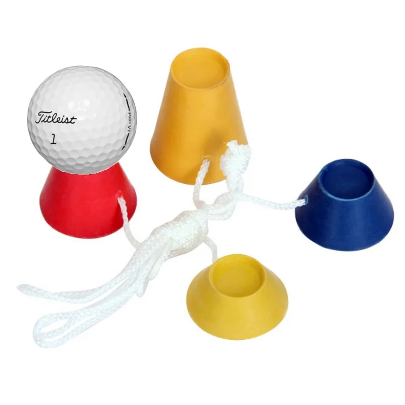 4pcs/Set Winter Golf Tees Golf Winter Rubber Tee with Rope Golf Mat Training Practice Accessories