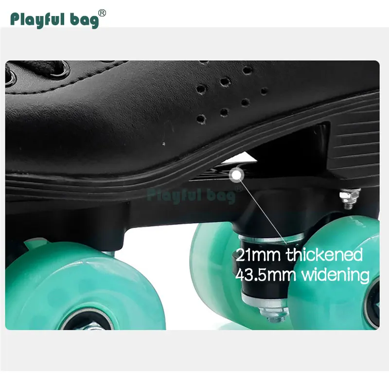 Playful bag Adult Men Women Double Roller Skates Microfiber leather Four Wheel Skating sport shoes Jelly wheel AMB128