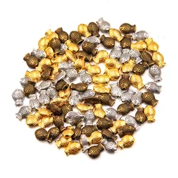 50pcs 6*9mm Three Color Double Side Small Fish Bead Spacer Animal Bead Charms For Diy Beaded Bracelets Jewelry Handmade Making