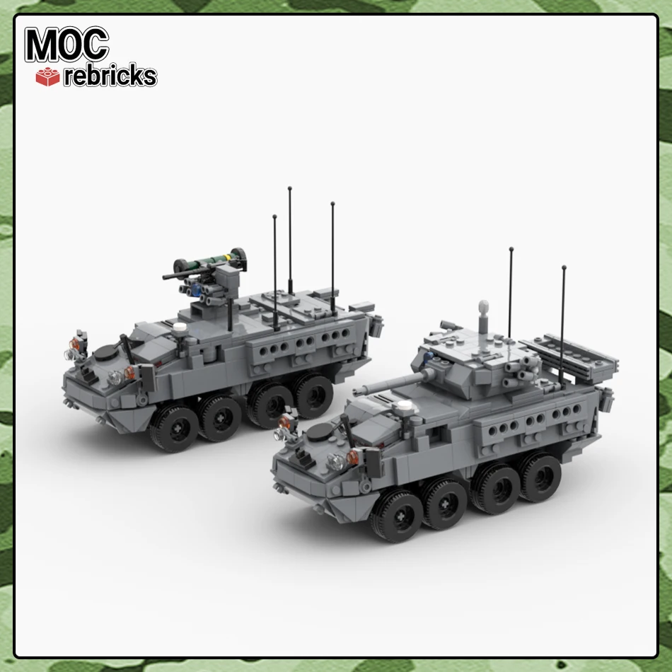 

WW2 Army M1296 Dragoon Personnel Carrier MOC Building Blocks Military Armored Vehicles Assembly Model Kid Bricks Toys Gifts