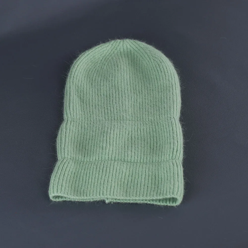 2024 Kaninchen Fell Mützen Weiche Warme Flauschige Winter Hut für Frauen Angora Gestrickte Hut Skullies Beanies Weibliche Motorhaube Frau Stricken Kappe – Detail 17