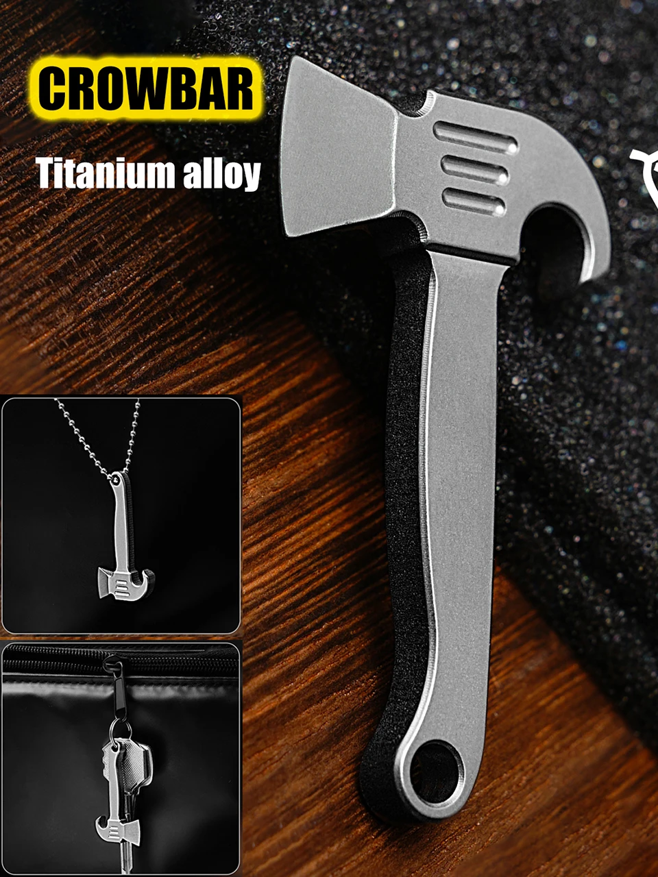 Mini Titanium Alloy Crowbar Creative Necklace Pendant Keychain Pendant Accessory EDC Multi-function Delivery Tool Bottle Opener