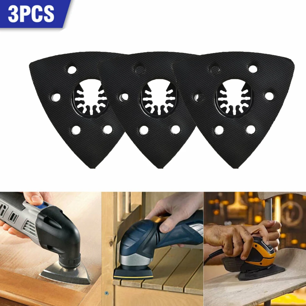 3pcs 93mm Flush Triangle Sanding Pad Oscillating Saw Blade Fast Release Oscillating Tool Sand Pad For Chicago Crafts Man Bolt-on