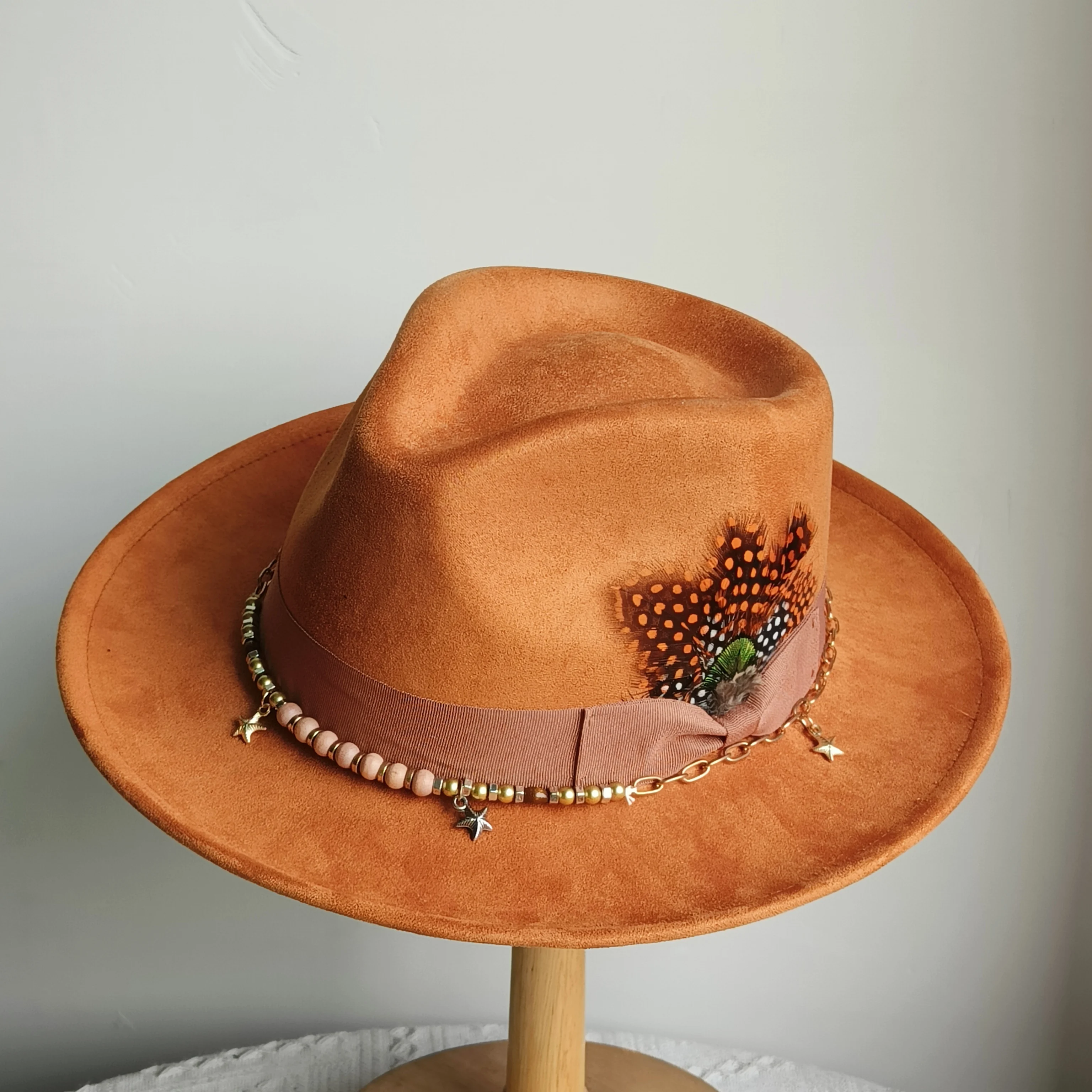 

Замшевая шляпа большого размера Trilby Stiff с короткими полями, мужская шляпа Rancher с изогнутыми карнизами, классическая шляпа Fedora с перьями и бантом, винтажная шляпа сомбреро hombre