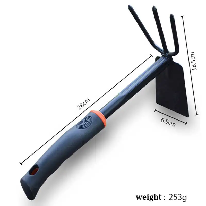 Imagem -05 - Ferramenta de Jardinagem de Punho de Borracha Preta Cinco Ancinho de Dente Conjunto de Quatro Peças pá de Flor Enxada de Dupla Finalidade