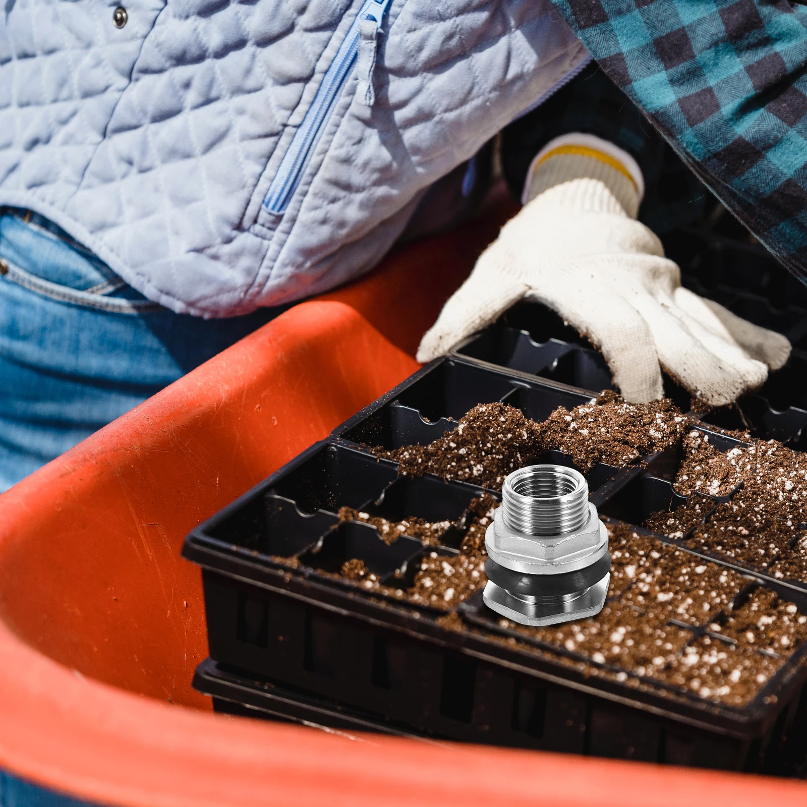 خزان المياه موصل 1/2 بوصة الخيوط الحاجز المناسب الفولاذ المقاوم للصدأ خرطوم حديقة إصلاح محول لحمامات المطر برميل #3