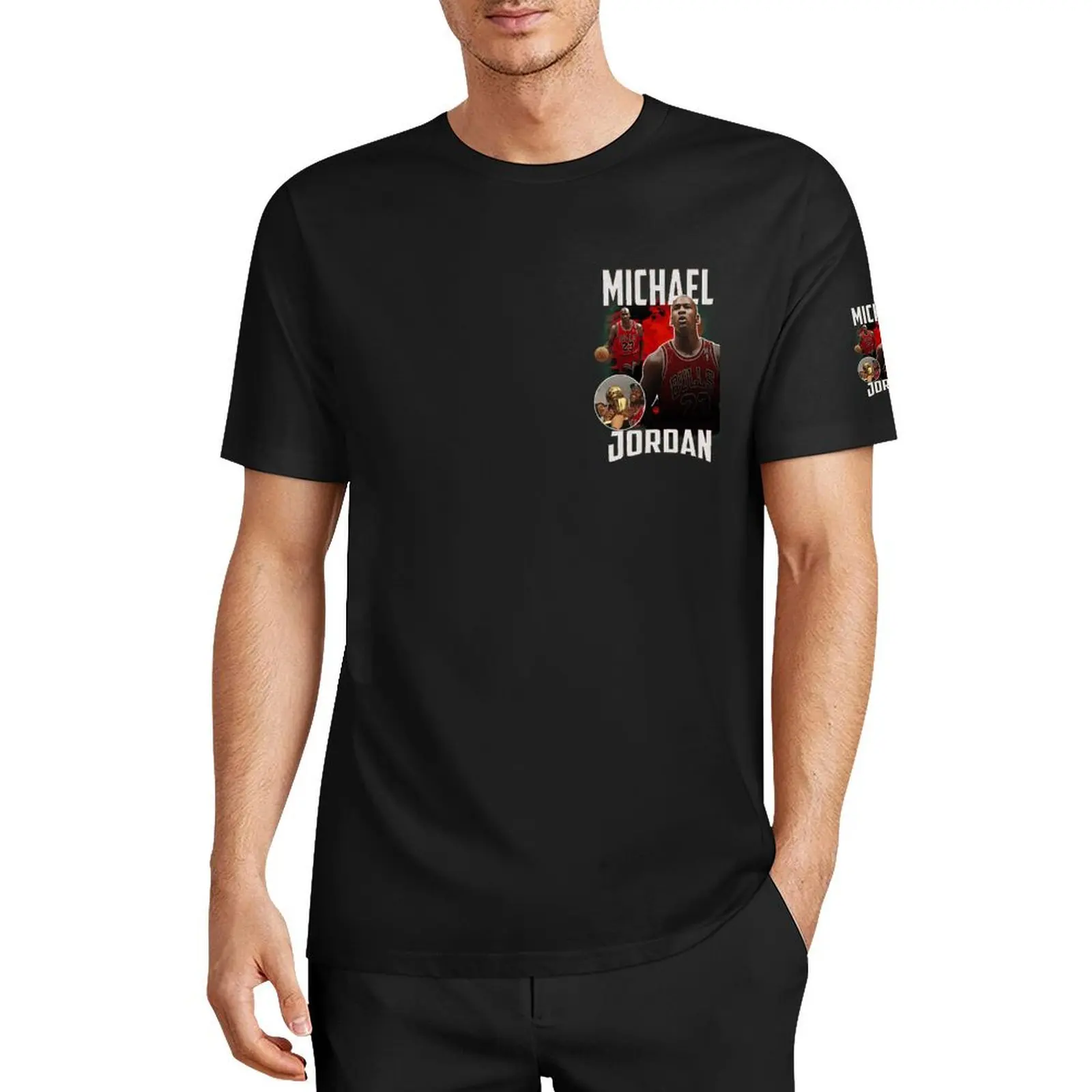 Flying Michaeler And Jordans Chicago 23 Basketball Stars Bulls 38 (1) Round Neck Chest and Cuff T-shirt Movement T-shirts Novelt