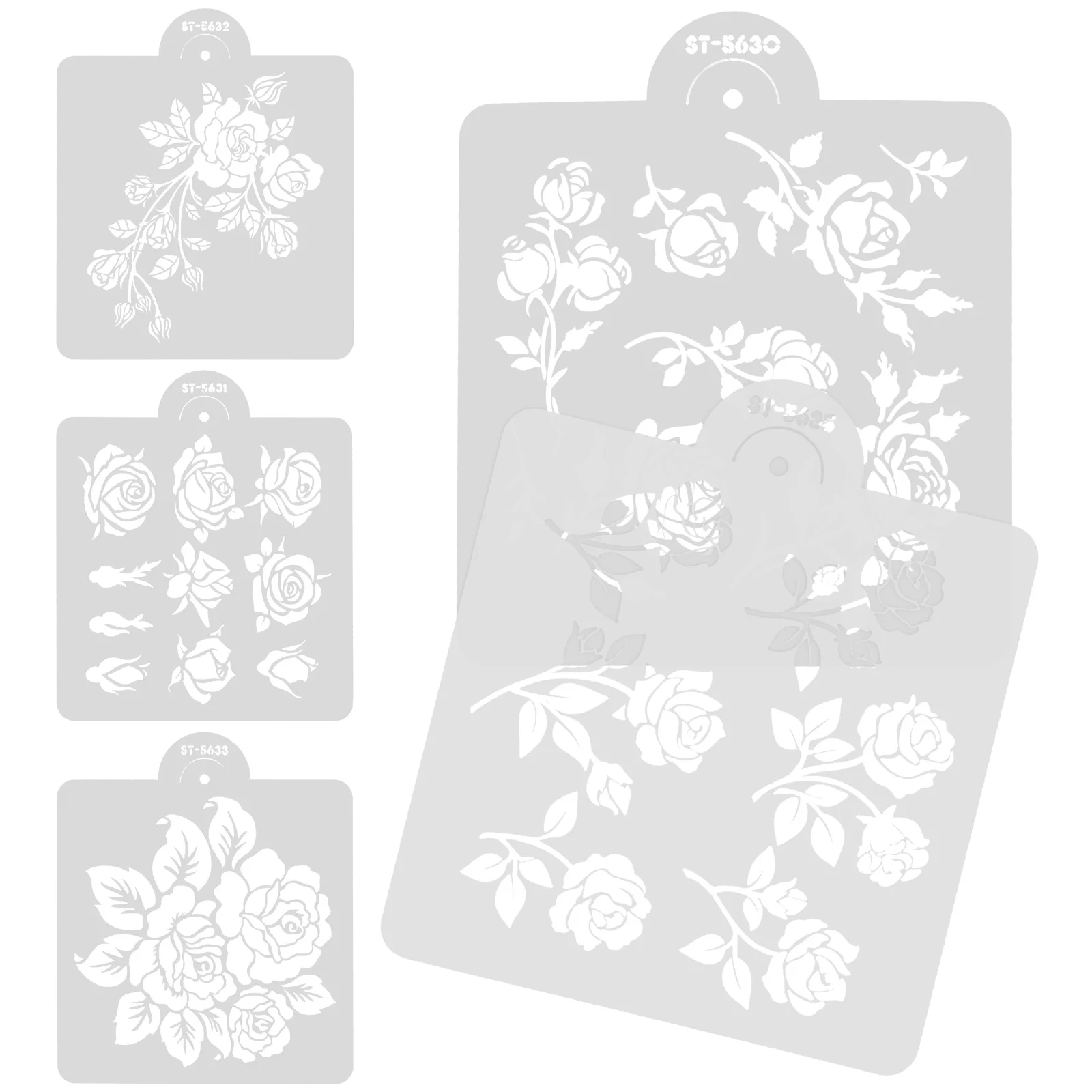 

5 Sheets Rose Template Holiday Stencils for Kids Face Reusable Painting Canvas The Pet Drawing Templates Child Wood Cards