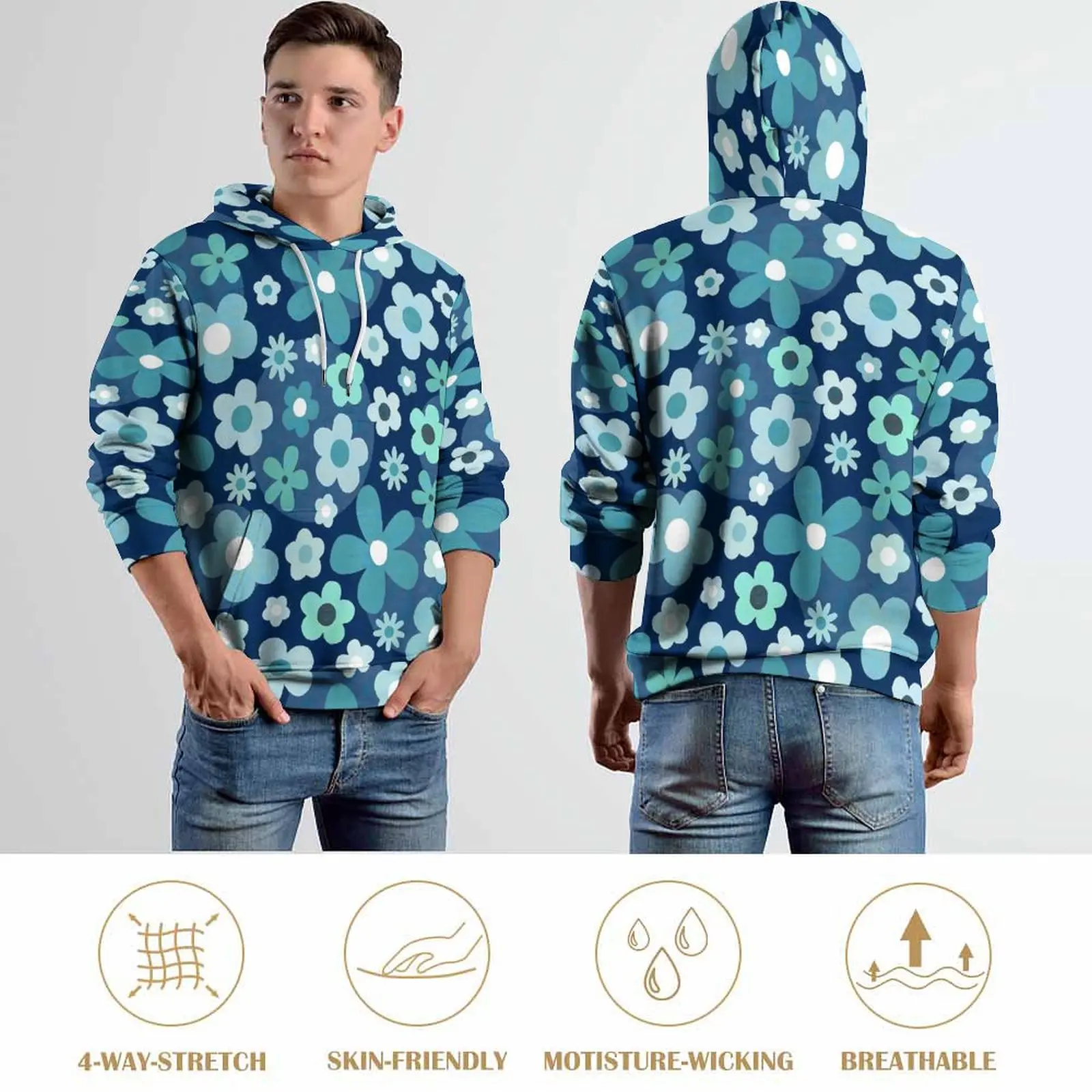 Flower Power Hoodies ditsy Blumen Street Fashion Overs ize Hoodie weibliche Langarm y2k Grafik Casual Sweatshirts