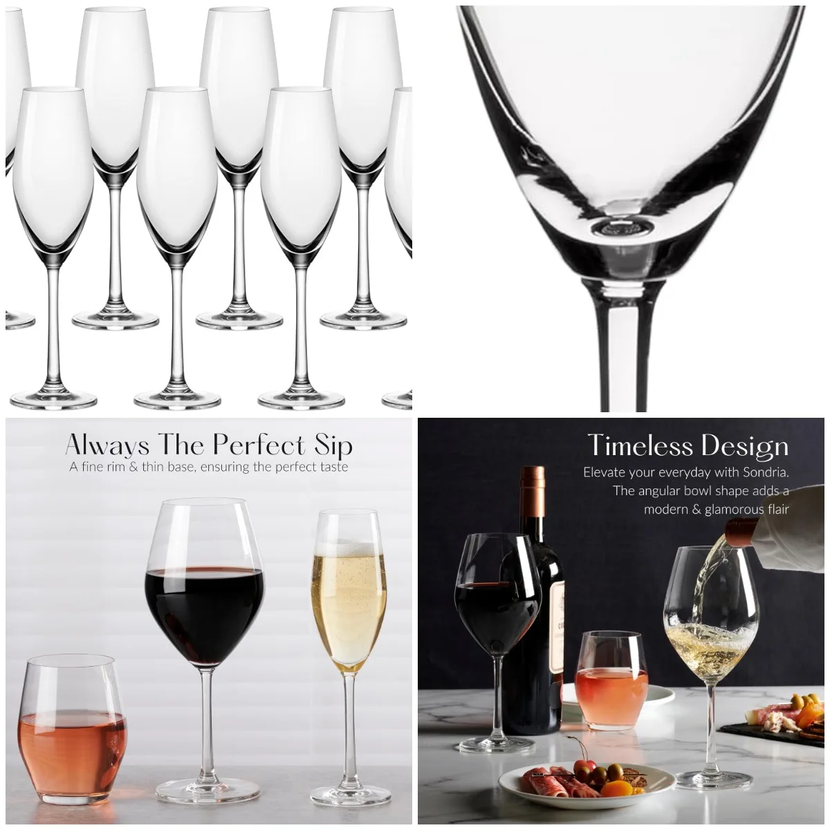 

Champagne Flutes, Sondria 7 Ounce Champagne Glasses, Set of 8