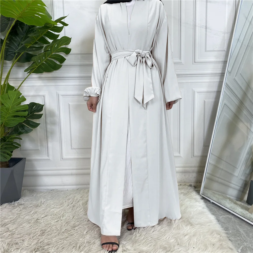 Midden-Oosten Dubai Moslimvrouwen Effen Kleur Zak Vetervest Gewaad Open Losse Sjerpen Abaya