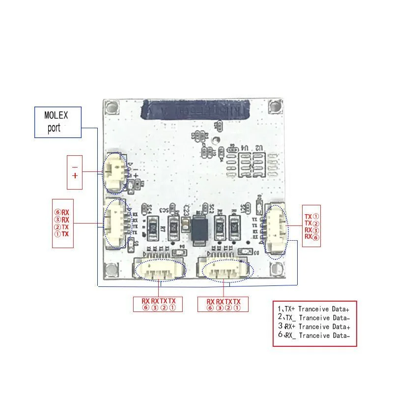 4 10/100M scheda Switch Ethernet industriale 802.3af/AT port alimentatore 100M switch PD separazione buck muslimate a 75 ℃