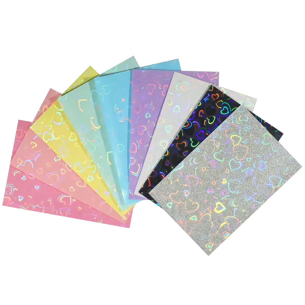 50-100PCS 61x91mm KPOP Photocard Sleeves Holographic Laser Heart Card Sleeves Clear Trading Card Protector for Idol Photo Card