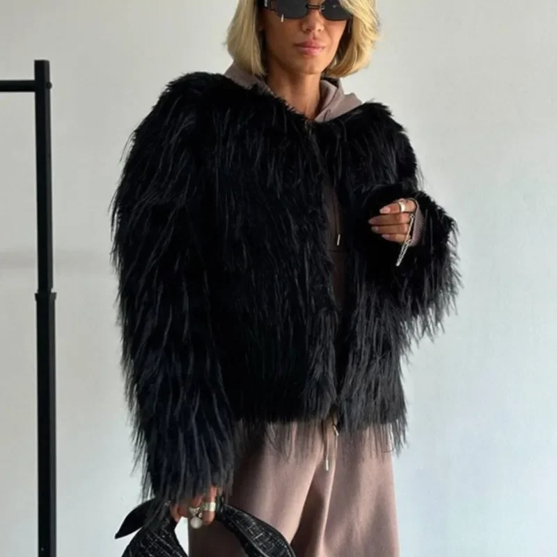 Veste courte en fausse fourrure pour femmes, pardessus court chaud en peluche, élégant, tendance, décontracté, Streetwear, usage quotidien, 2025