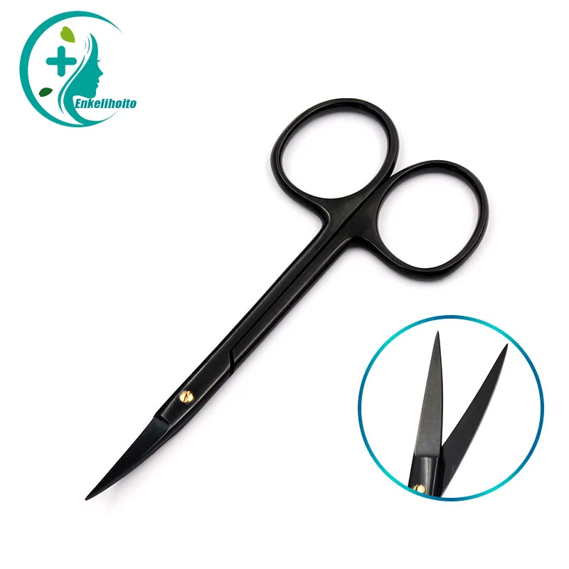 12.5cm Porcelain black handle eyelid scissors cosmetic surgery tools stainless steel express scissors