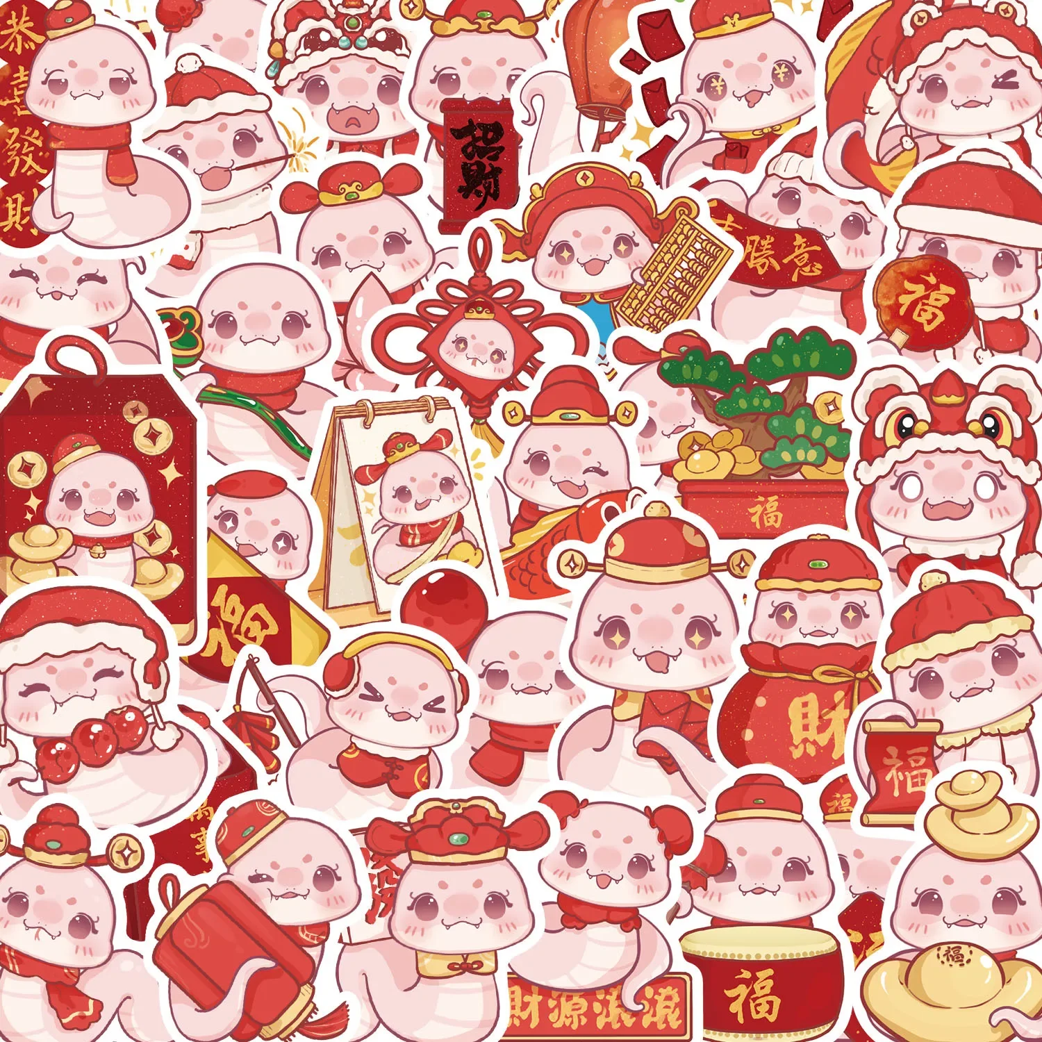 Autocollant graffiti serpent dessin animé 2025, 50 pièces, nouvel an, décoration coréenne esthétique pour enfants, papeterie Scrapbooking, fournitures scolaires