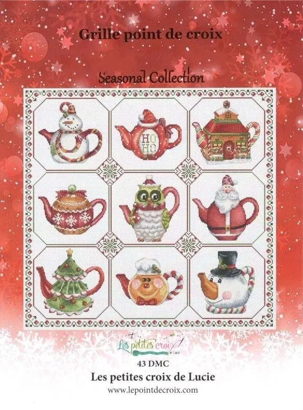 

DIY Needle Work Cross Stitch Set Christmas Teapot 52-50 Counted Cross Stitch Kit 28ct 14ct 32ct Metallic cotton aida