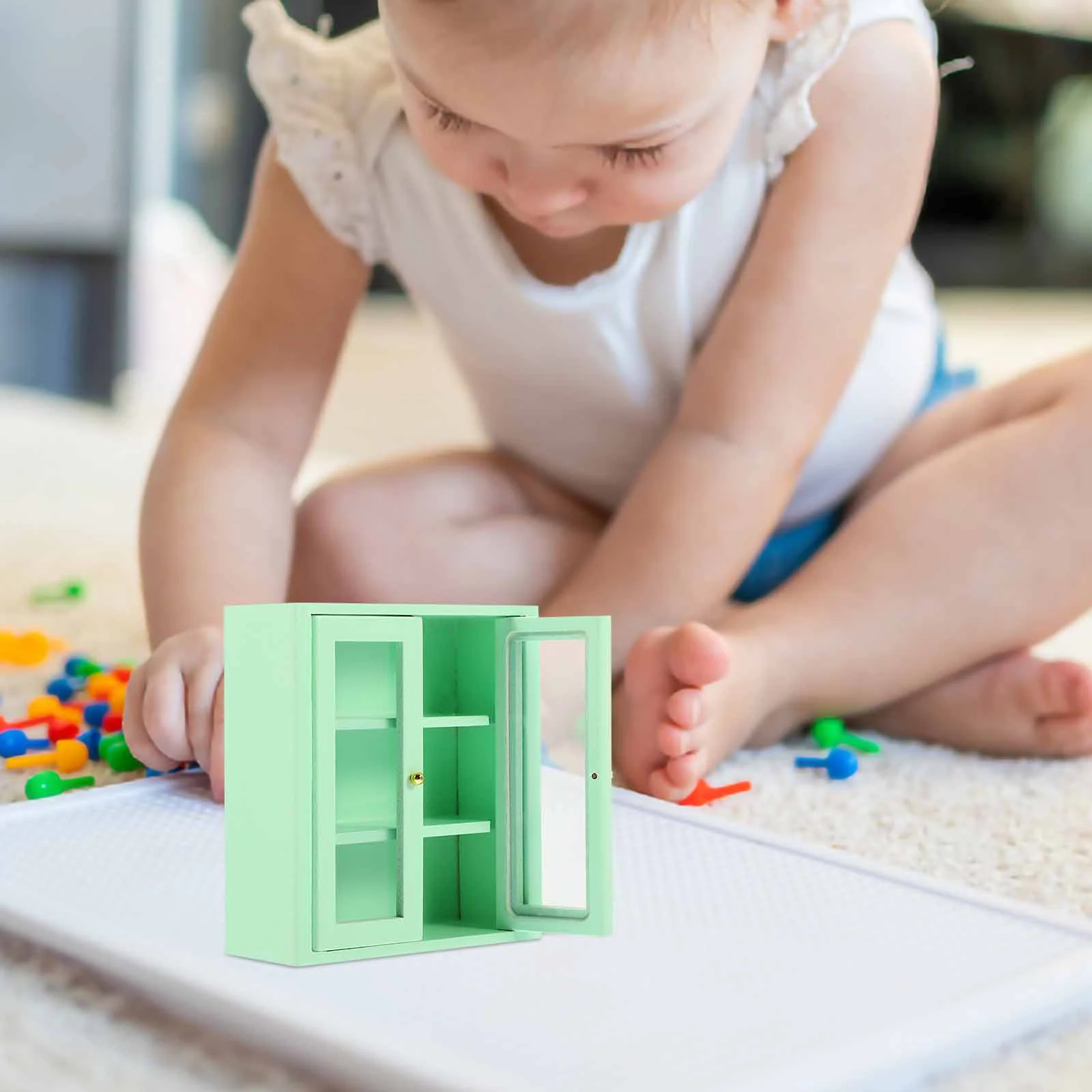 Mini versículo armário de armazenamento de parede, casa de brinquedo, modelo em miniatura, móveis de construção