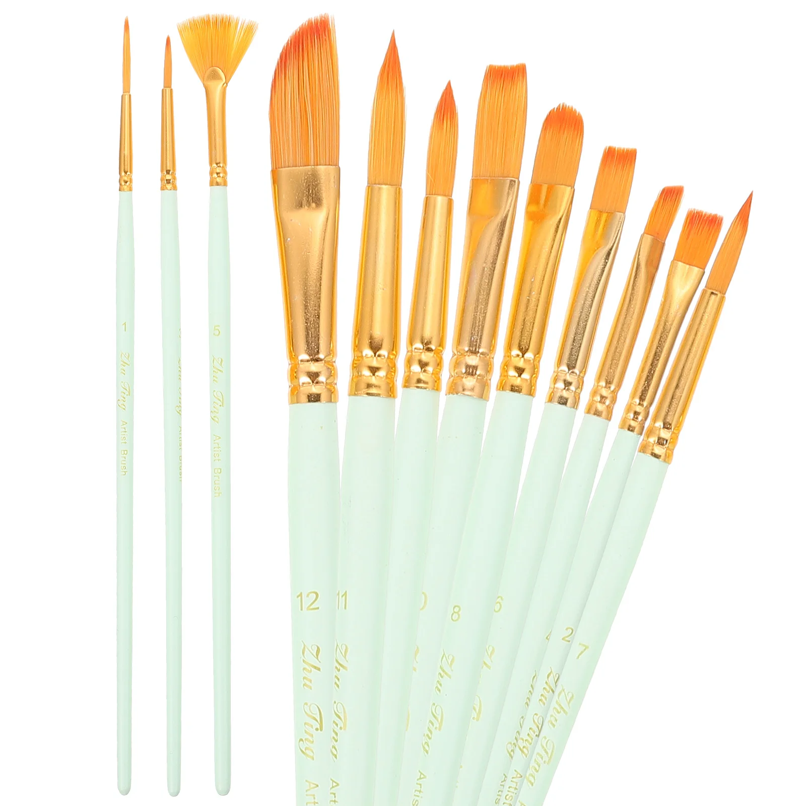 

12 Pcs Professional Paint Brushes Set Durable Watercolor Oil Acrylic Painting Artist Portable Nylon Wooden Handle