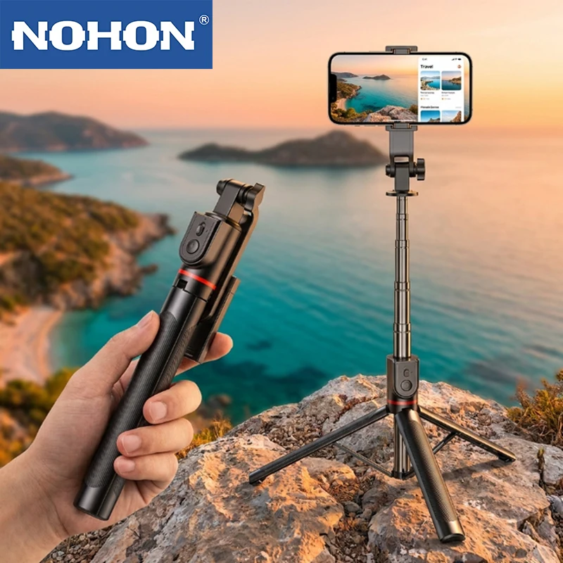 

NOHON New Phone Selfie Stick Tripod With Remote Control 360 °Rotation Expandable Selfie Stick for Football Match Video Recording
